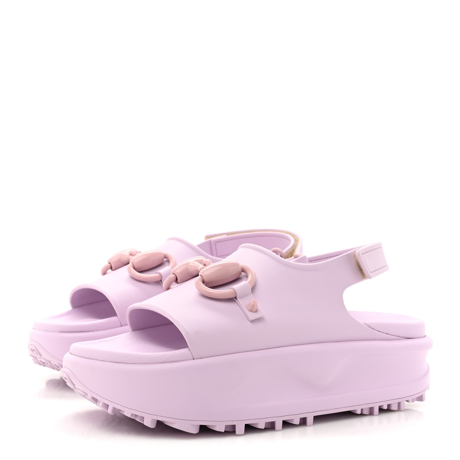 Gucci Soft Rubber Horsebit Touch Womens Strapped Sandals 36 Talc Pink 4 of 10