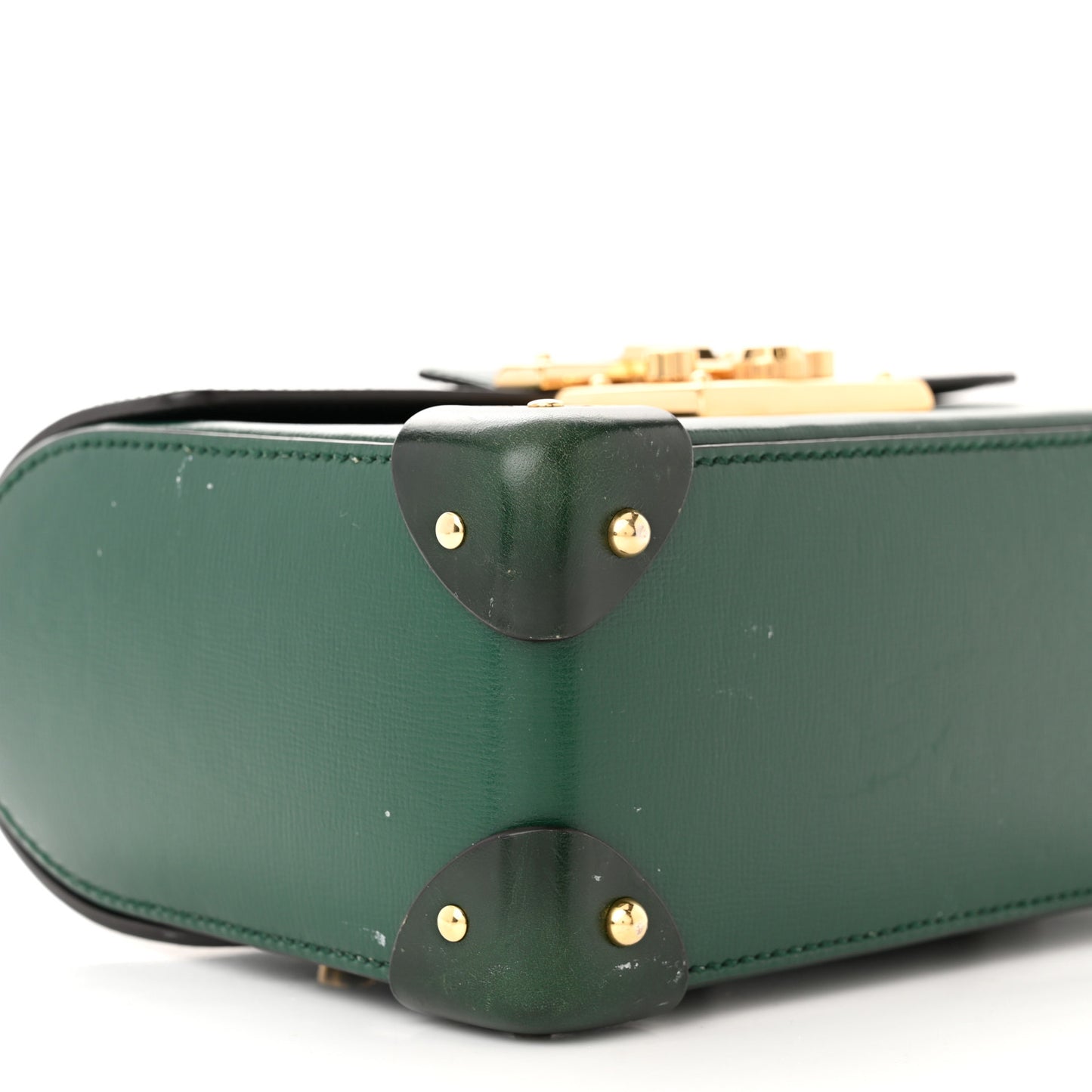 Azalea Calfskin Small Padlock Bamboo Shoulder Bag Vintage Green