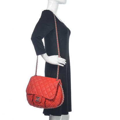 Chanel Washed Lambskin Quilted Large Chain Around Messenger Red 2 of 23