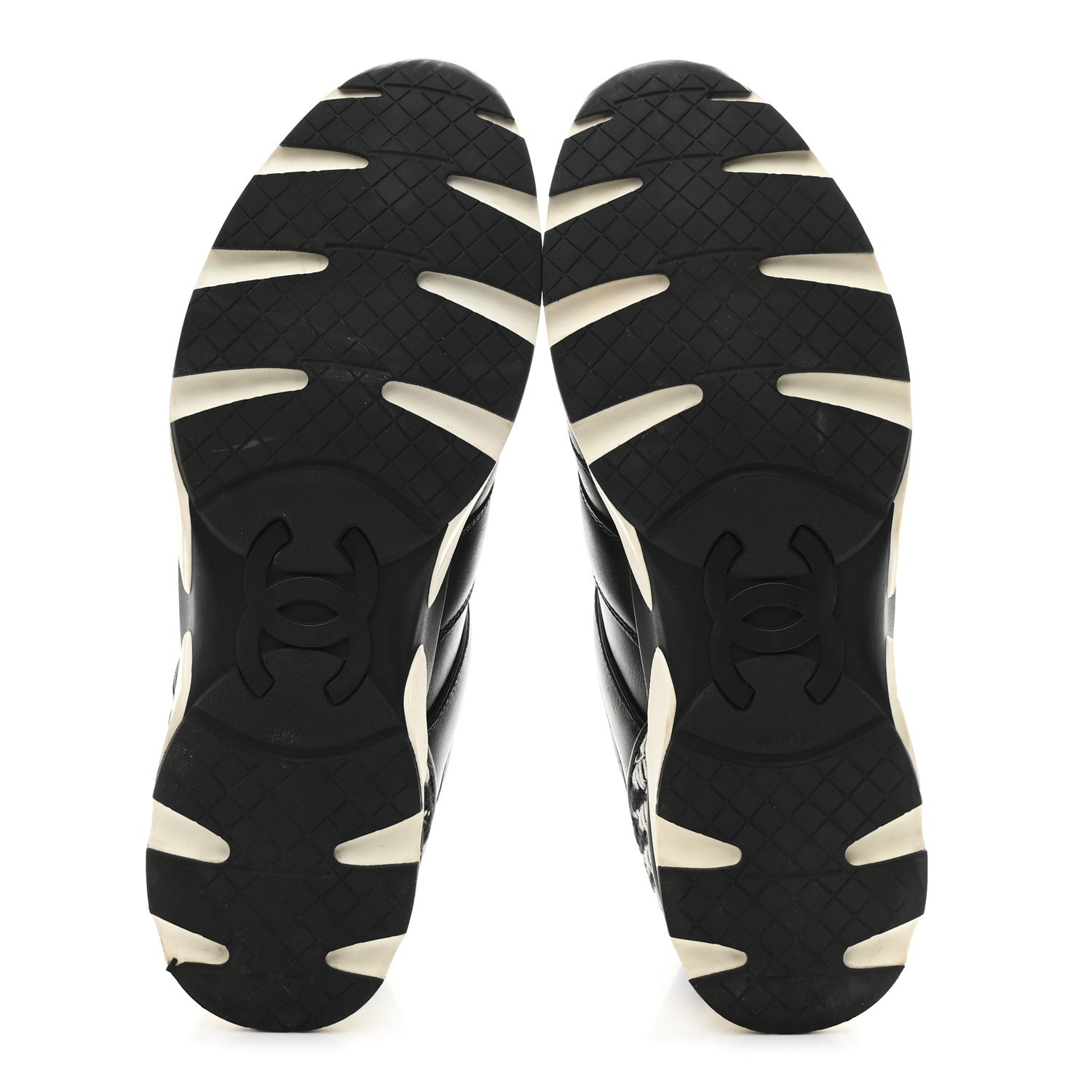 Chanel Calfskin Tweed CC Sneakers 41 Black White 6 of 11