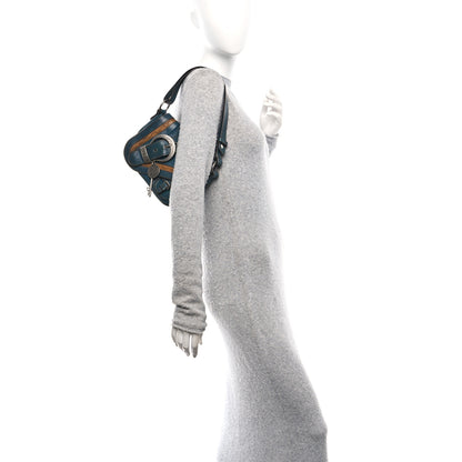 Christian Dior Calfskin Mini Gaucho Crossbody Bag Blue 2 of 14