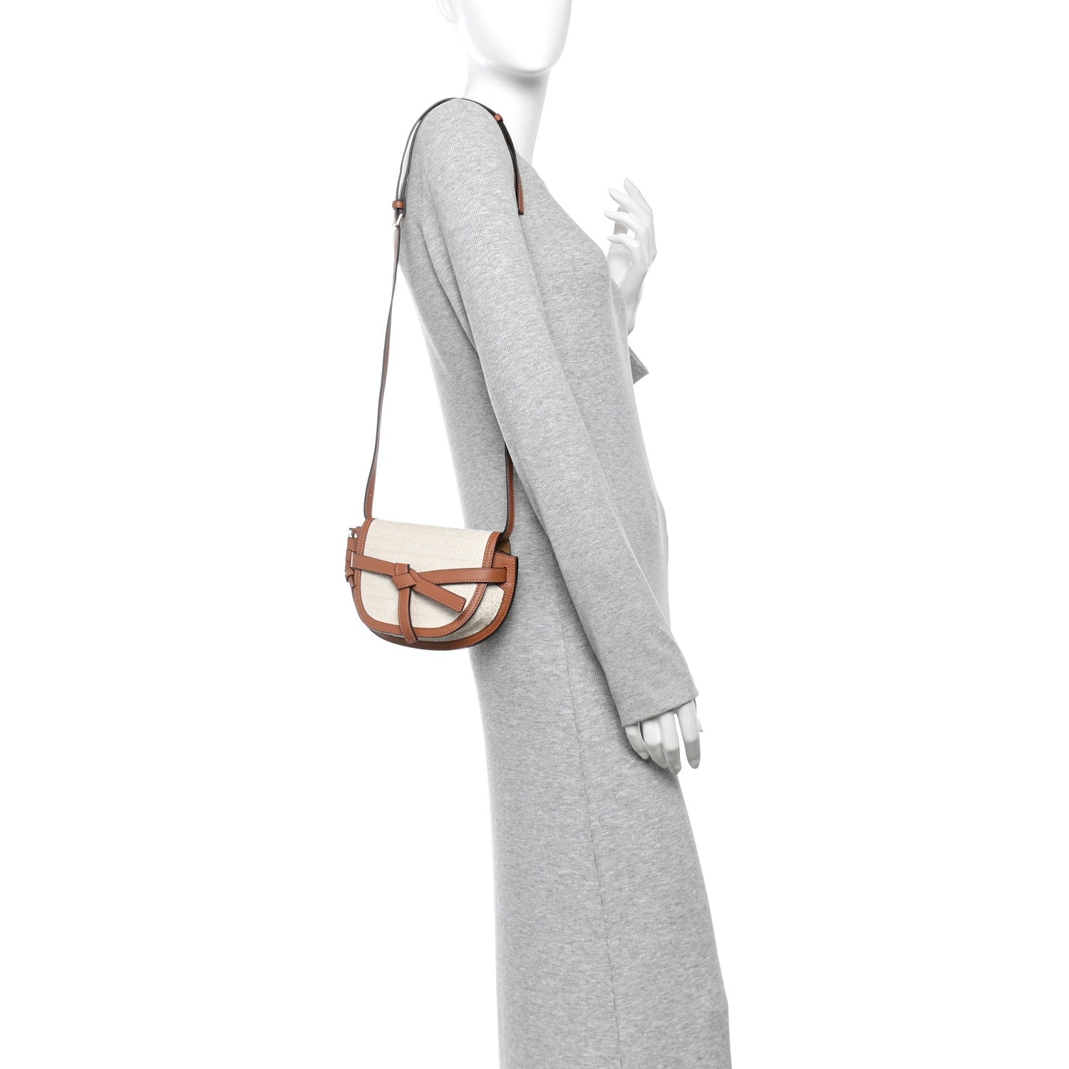 Loewe Calfskin Canvas Anagram Mini Gate Dual Bag Ecru Tan 2 of 10