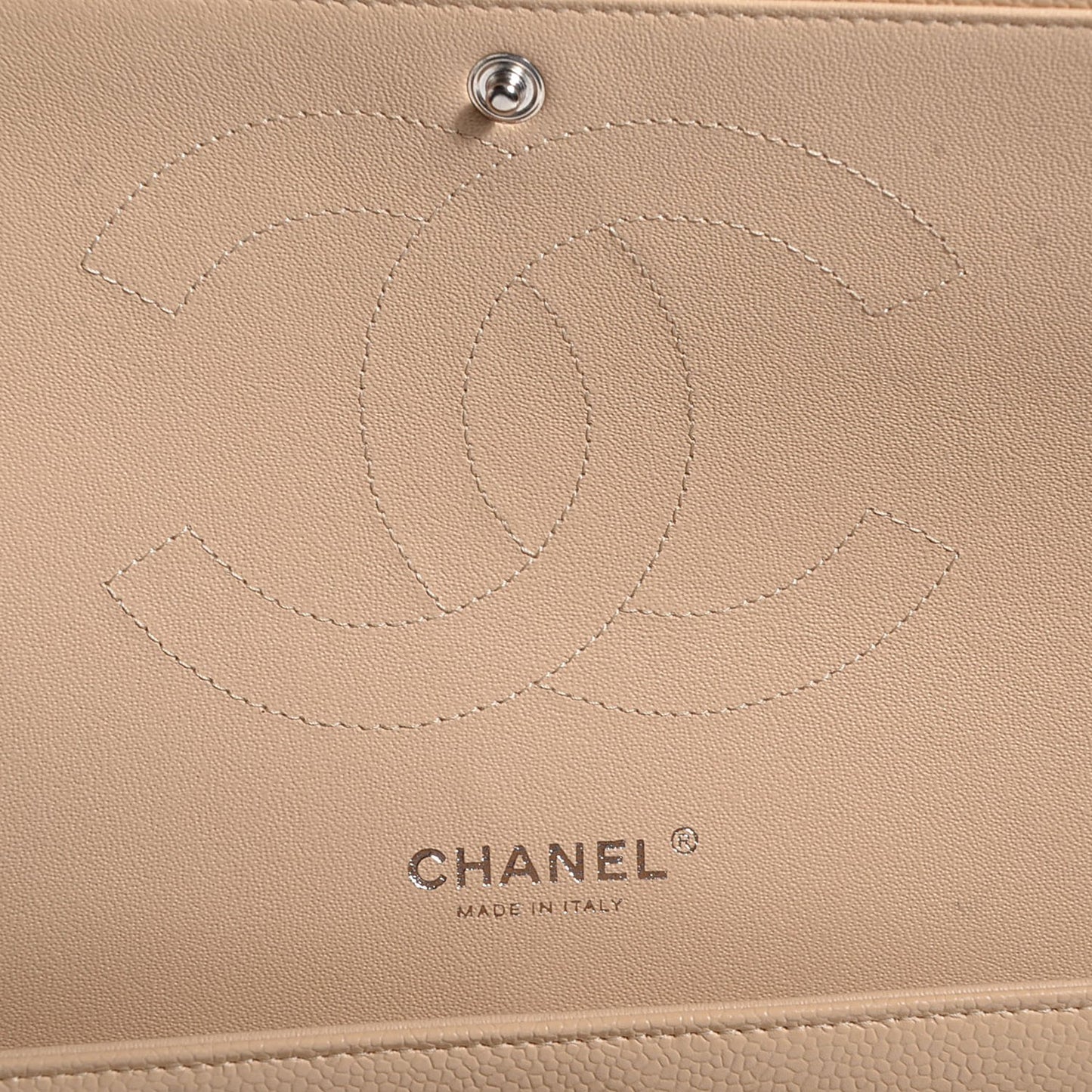Caviar Jumbo Double Flap Light Beige
