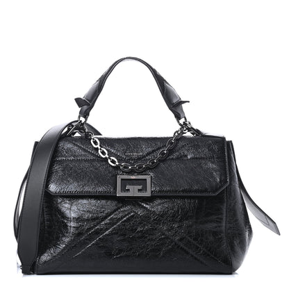 Givenchy Creased Patent Calfskin Medium ID Flap Black 1 of 10
