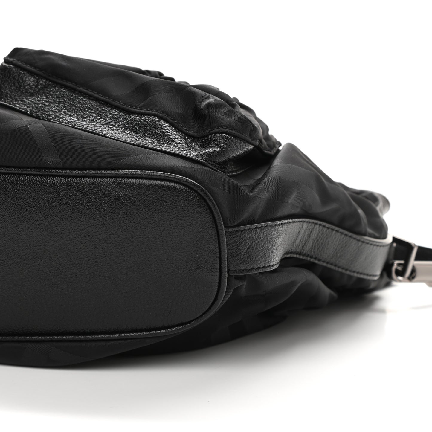 Nylon Tonal Check Drawstring Tote Black