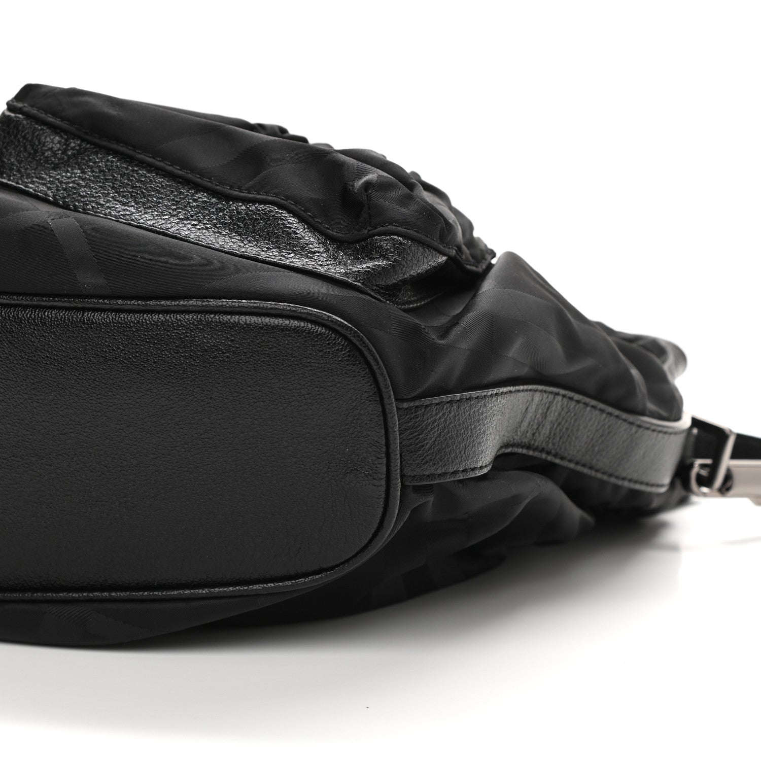 Burberry Nylon Tonal Check Drawstring Tote Black 10 of 10
