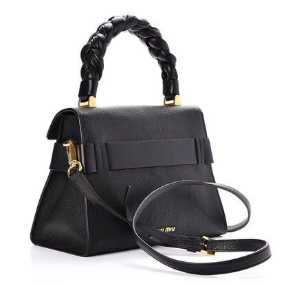 Miu Miu Goatskin Madras Click Top Handle Nero Black 4 of 8