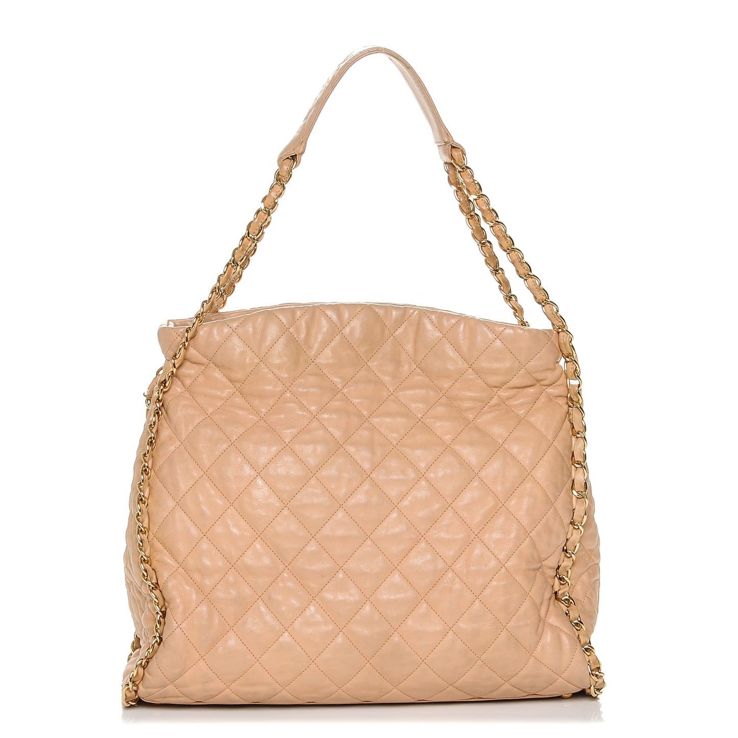 Calfskin Quilted Large Chain Me Hobo Beige