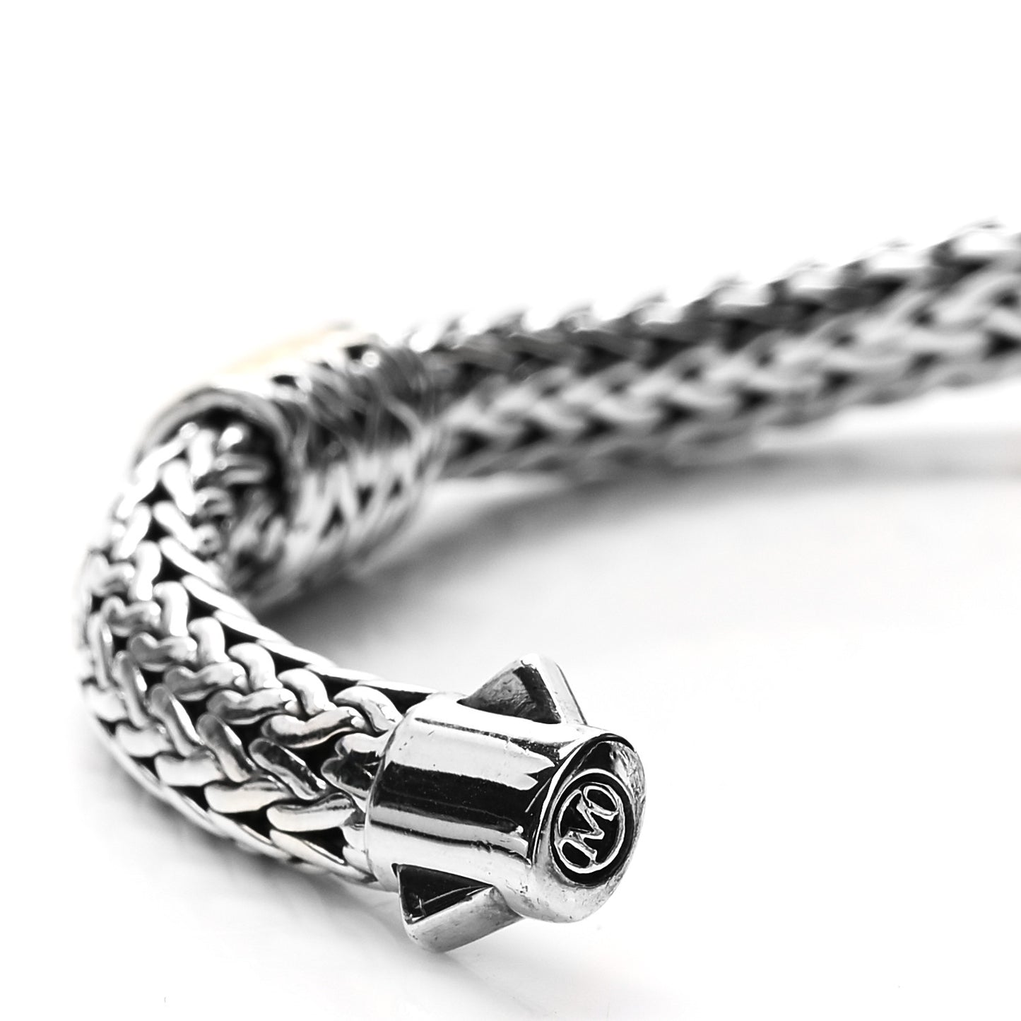 Sterling Silver 22K Yellow Gold 10mm Classic Chain Hammered Bracelet