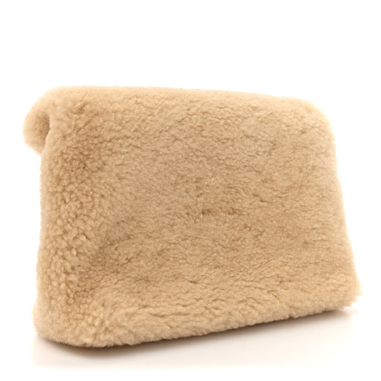 Shearling Quilted Monogram Loulou Puffer Pouch Clutch Natural Beige Brick