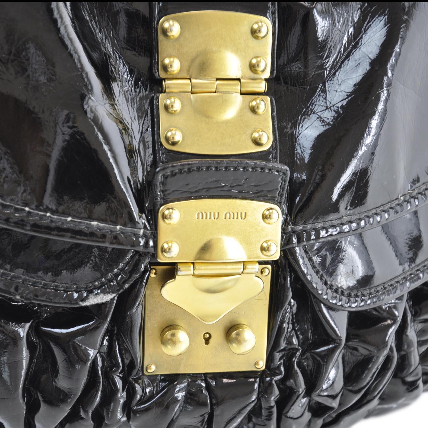 Miu Miu Patent Leather Matelasse Coffer Black 8 of 13