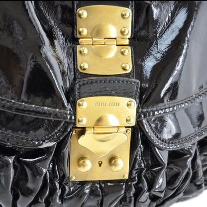 Miu Miu Patent Leather Matelasse Coffer Black 8 of 13