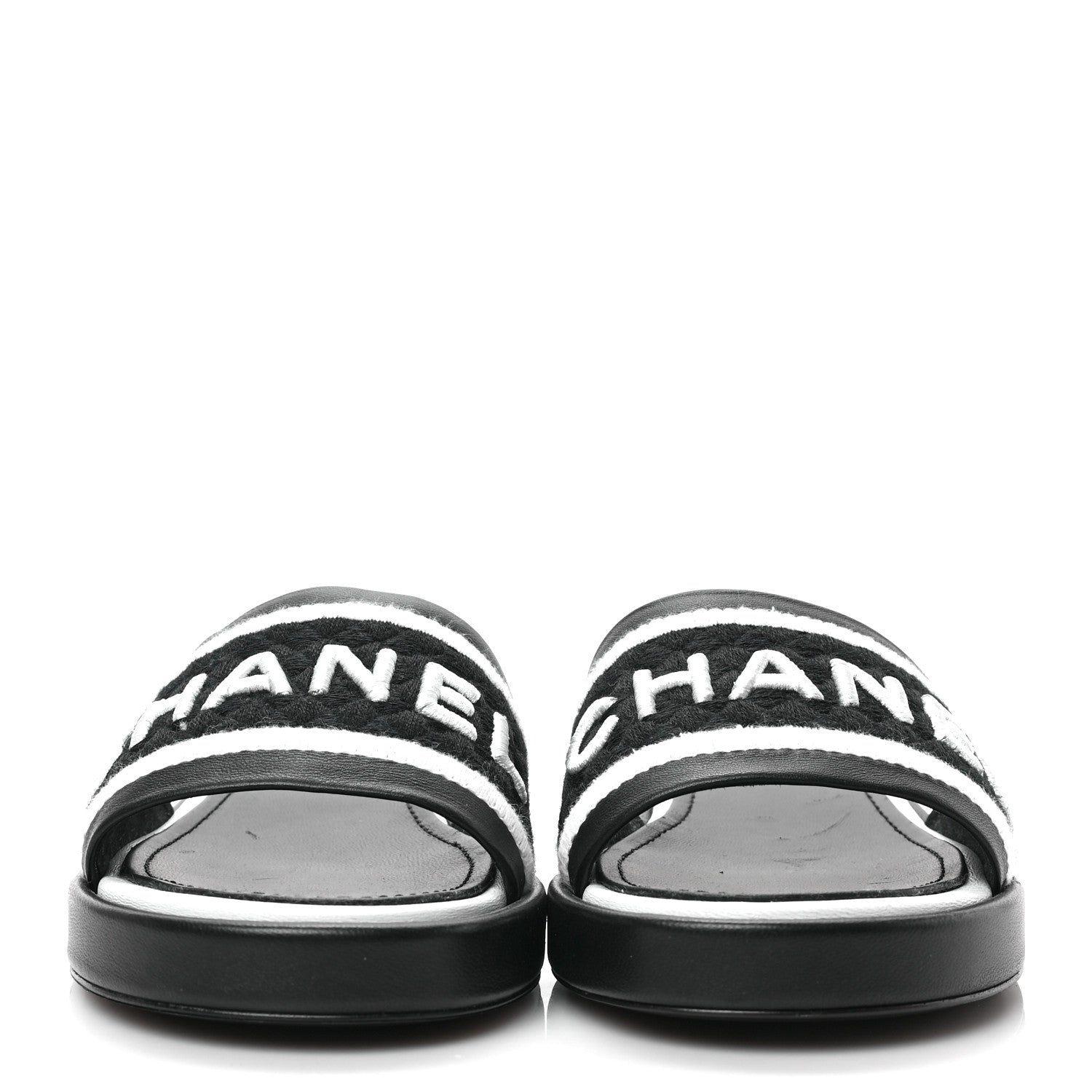 Chanel Lambskin Embroidered CC Mule Sandal 36 Black White 3 of 8