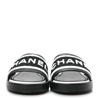 Chanel Lambskin Embroidered CC Mule Sandal 36 Black White 3 of 8