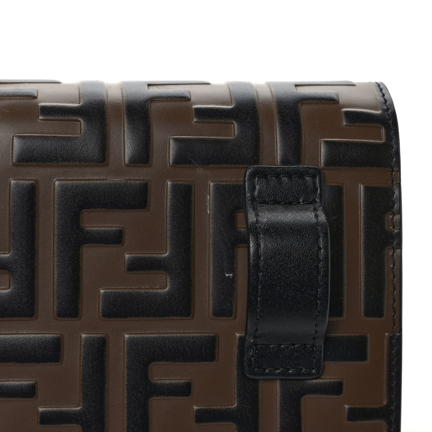 Vitello Liberty F is Fendi Bi-Color FF 1974 Embossed Envelope Belt Bag Maya Black