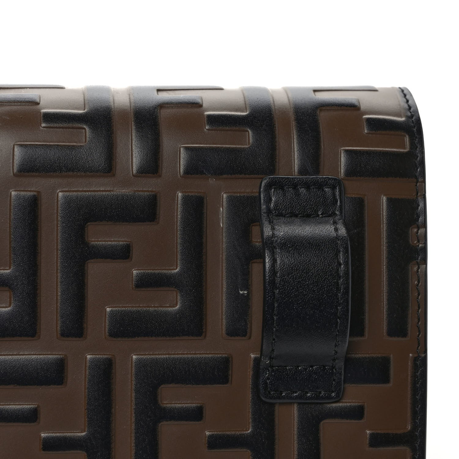 Fendi Vitello Liberty F is Fendi Bi-Color FF 1974 Embossed Envelope Belt Bag Maya Black 10 of 11