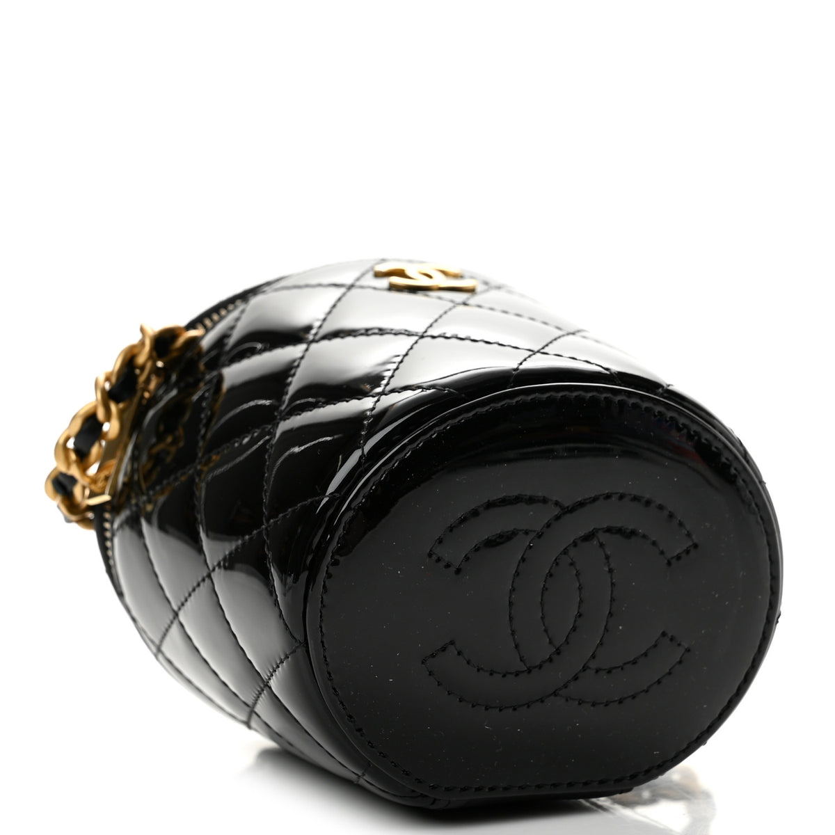 Chanel Patent Quilted Afternoon Tea Top Handle Vanity Case With Chain Black 4 of 12