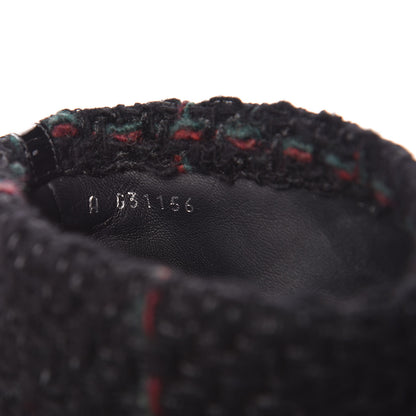Chanel Tweed Patent CC Cap Toe Fold Over Boots 38 Black 8 of 9