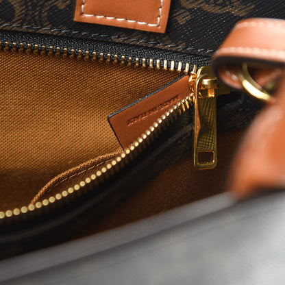 Celine Triomphe Canvas Calfskin Small Vertical Cabas Tan 7 of 13
