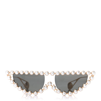 Gucci Metal Pearl Cat Eye Sunglasses GG0364S Gold 2 of 6