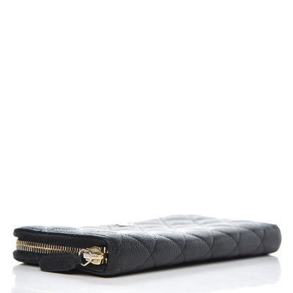 Chanel Caviar Quilted Large Gusset Zip Around Wallet Navy 4 of 14