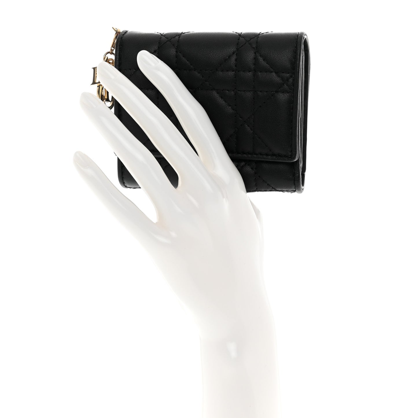 Lambskin Cannage Lady Dior Lotus Wallet Black