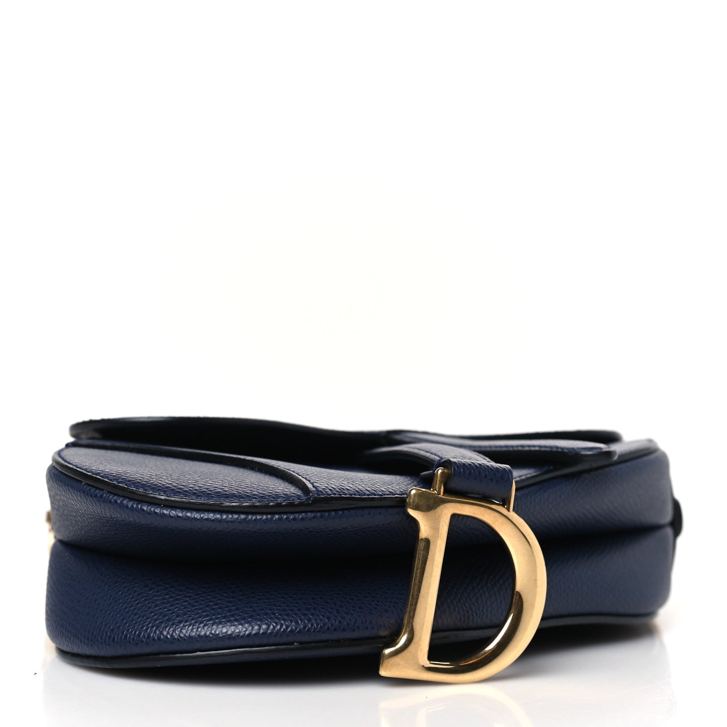 Grained Calfskin Mini Saddle Bag Navy