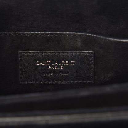 Saint Laurent Calfskin Crocodile Embossed Medium Bellechasse Satchel Matte Black 7 of 10