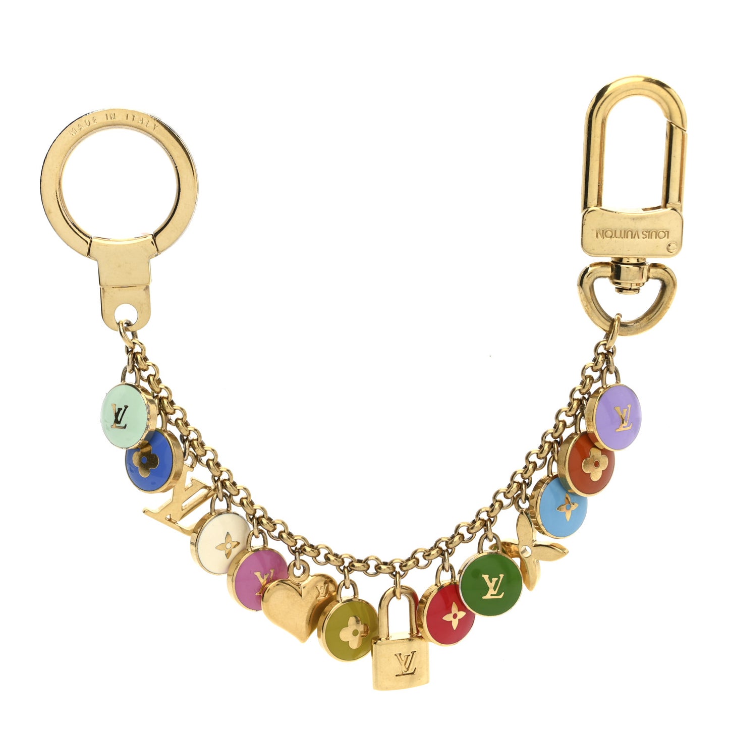 Metal Enamel Pastilles Key Chain Bag Charm Multicolor