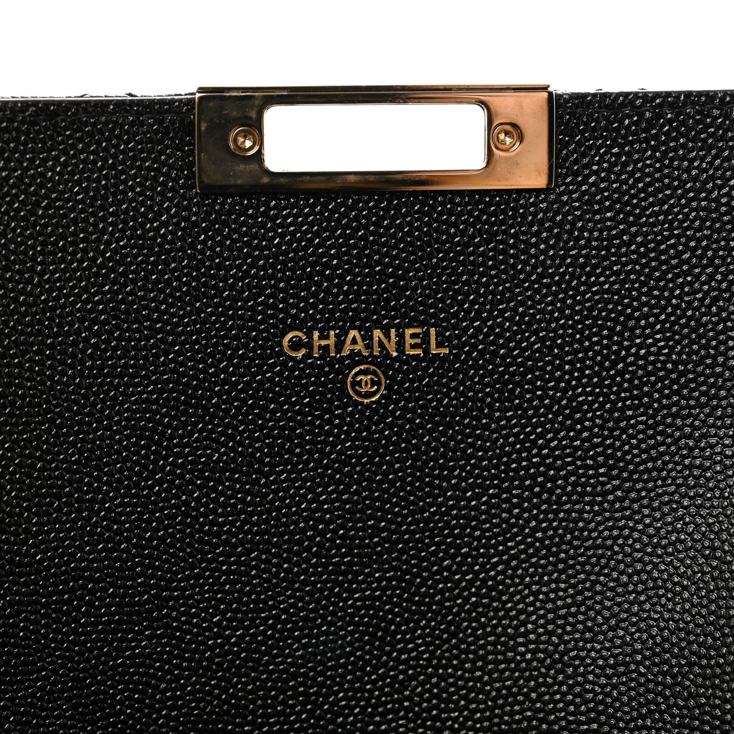 Caviar Quilted Medium Golden Class Pouch Black