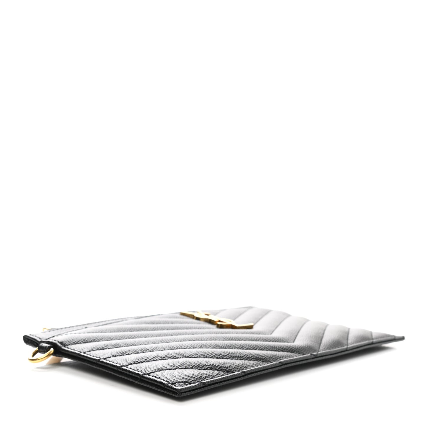 Grain De Poudre Chevron Monogram Large Bill Pouch Black