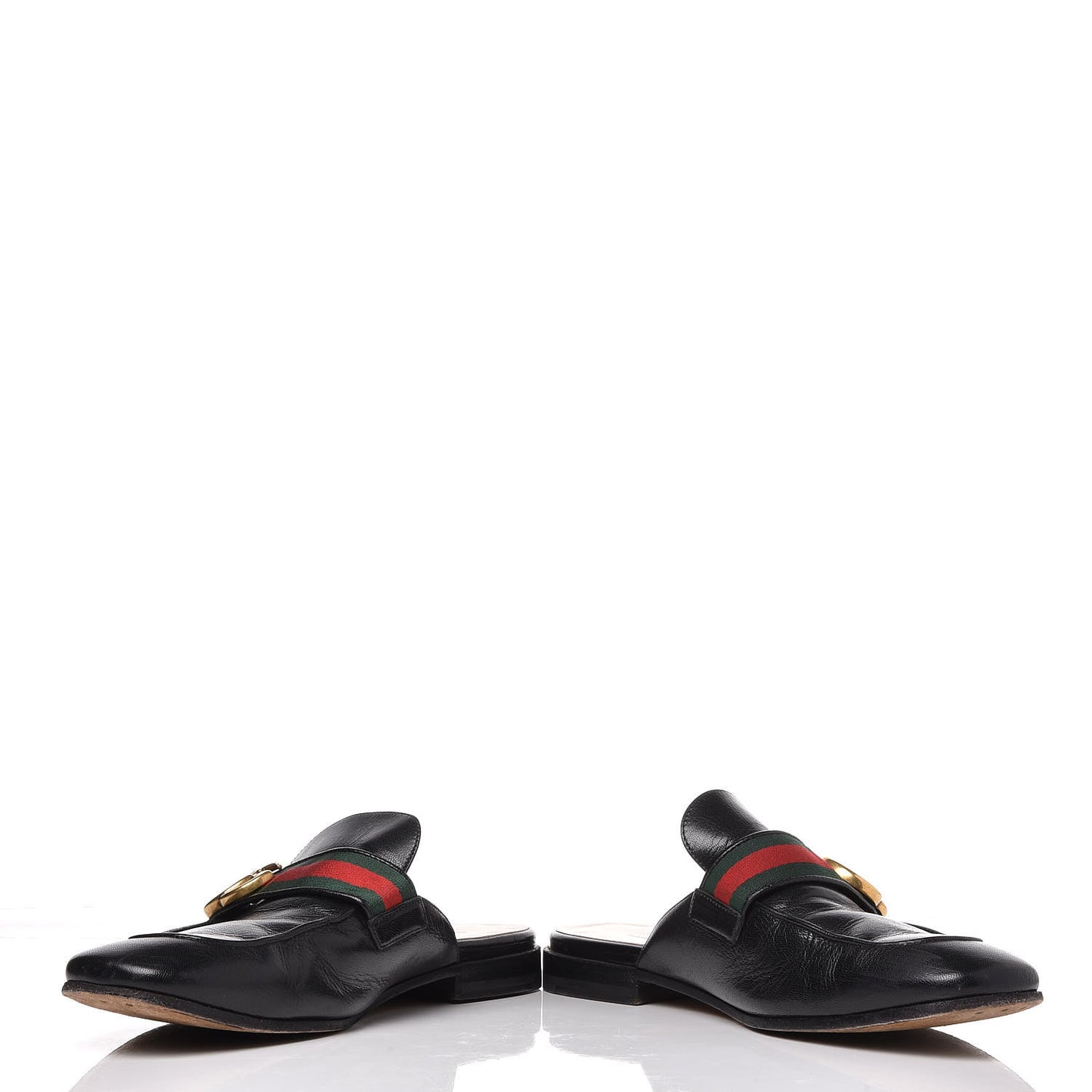 Goatskin Web GG Mens Princetown Slippers 7 Black