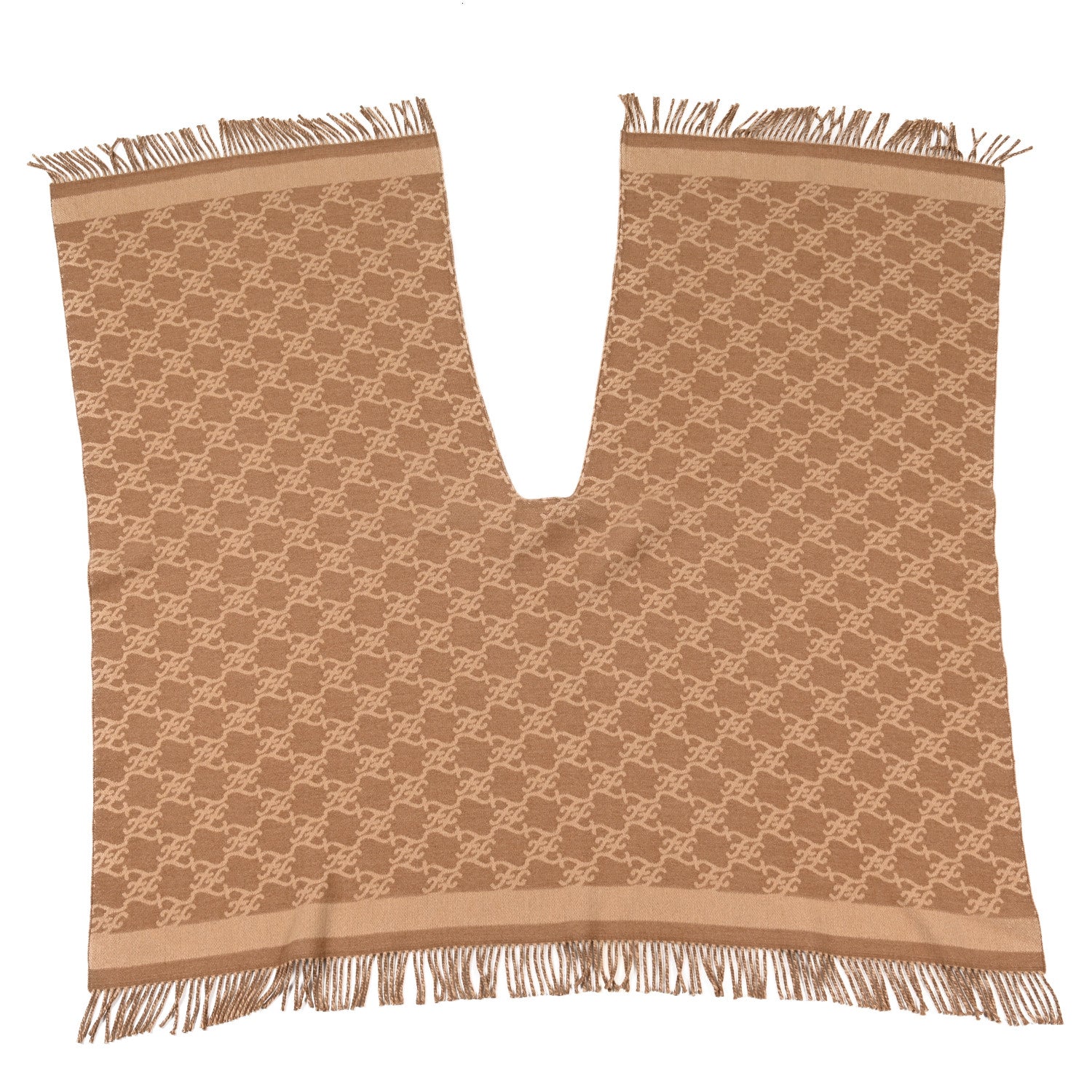 Fendi Wool Cashmere FF Karligraphy Poncho Camel 1 of 3