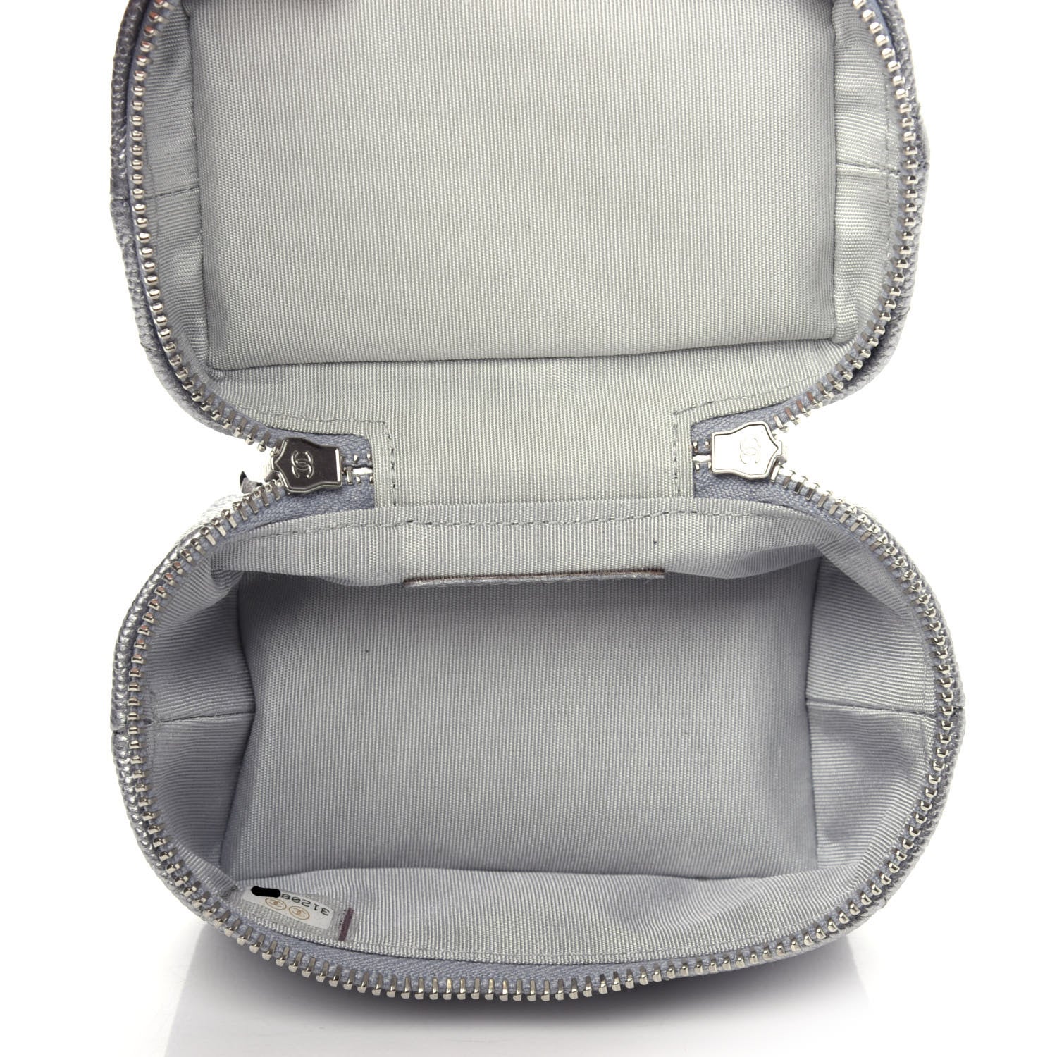 Chanel Metallic Caviar Quilted Mini Top Handle Vanity With Chain Silver 5 of 10