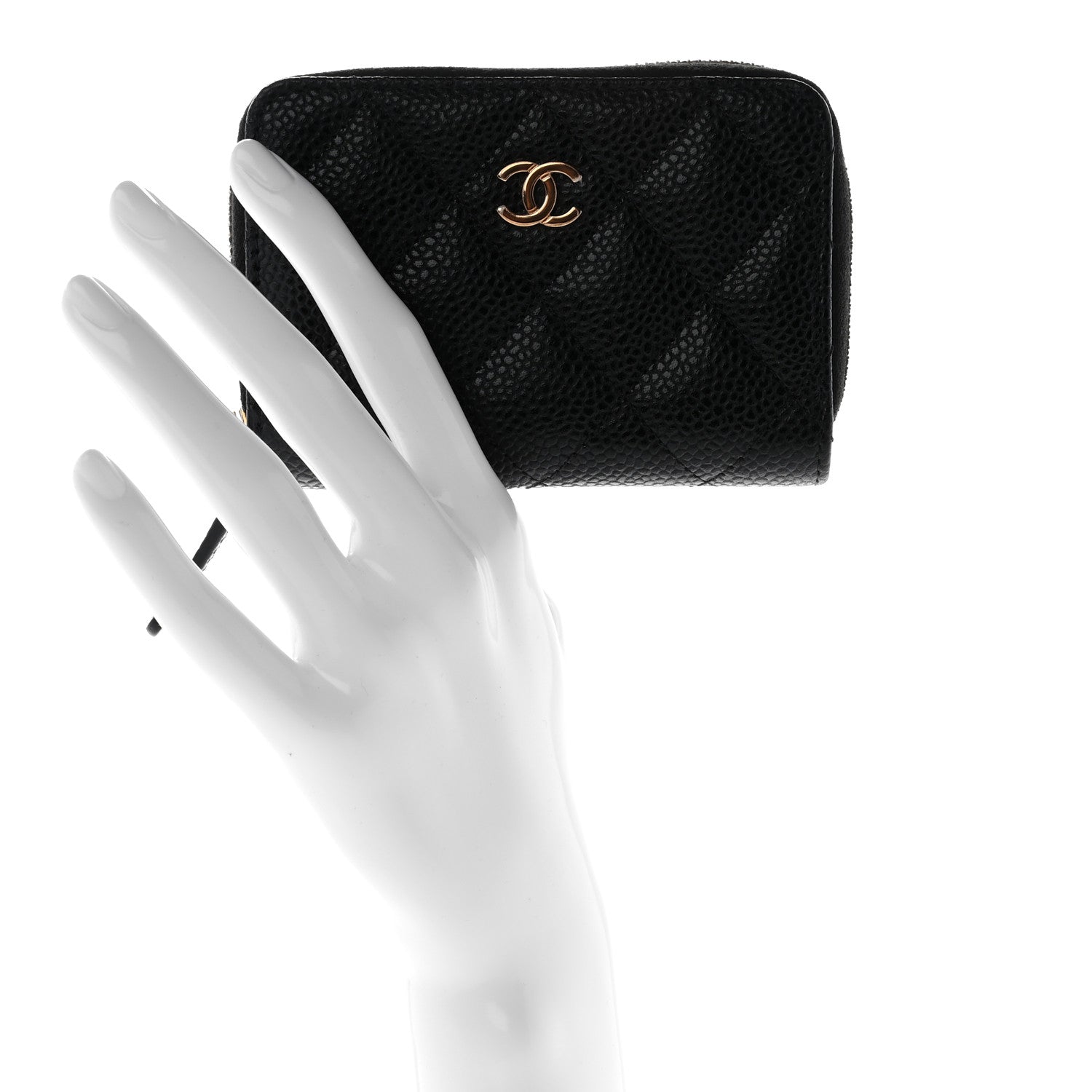 Chanel Caviar Quilted Zip Coin Purse Black 2 of 8