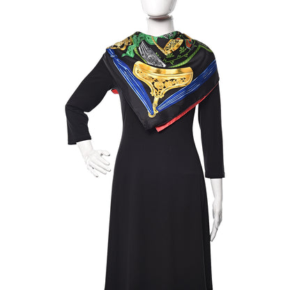 Hermes Silk Etriers Scarf 90 Black Or Simple Rose 2 of 5