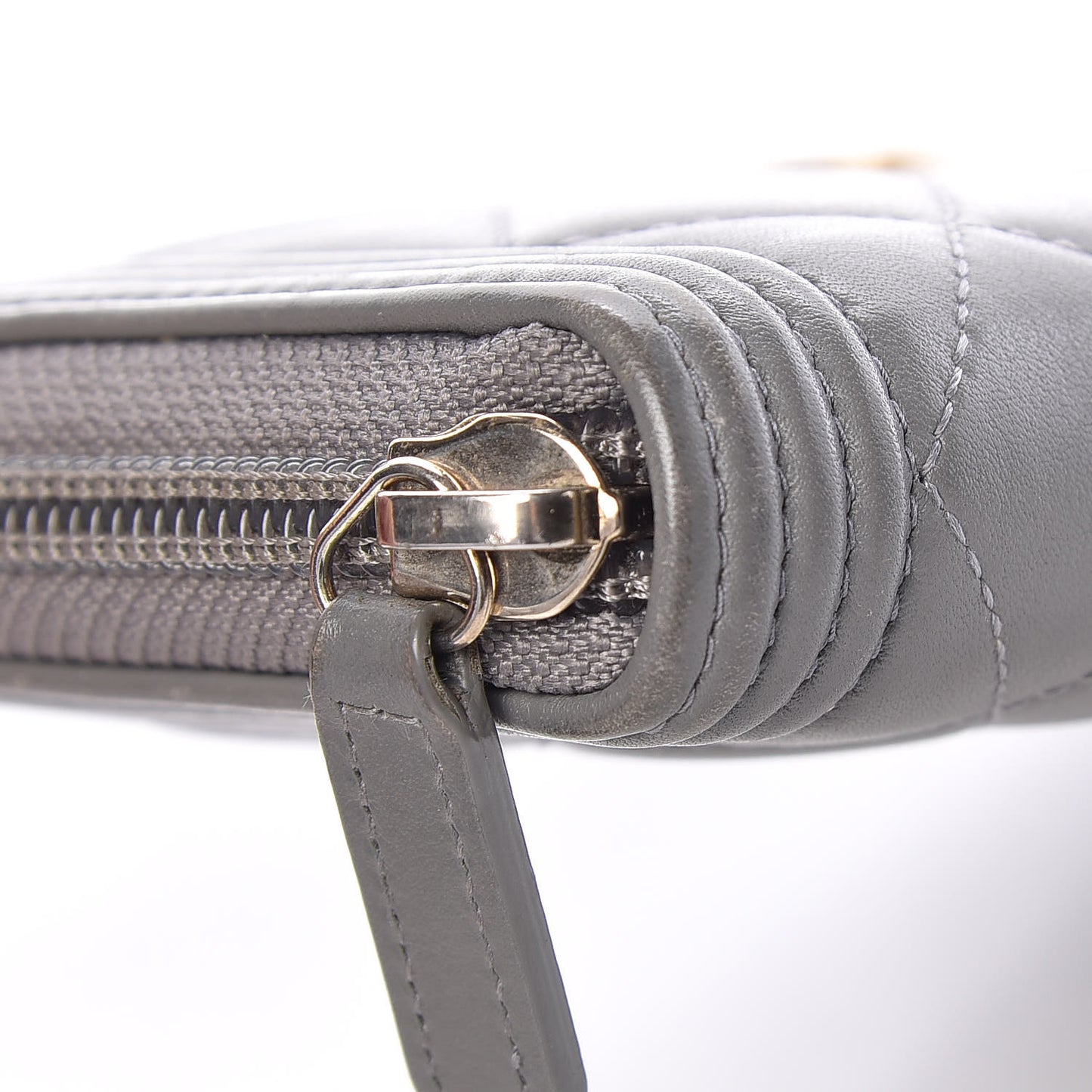 Lambskin Quilted Boy Zip Around Wallet Grey
