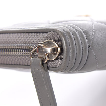 Chanel Lambskin Quilted Boy Zip Around Wallet Grey 9 of 14