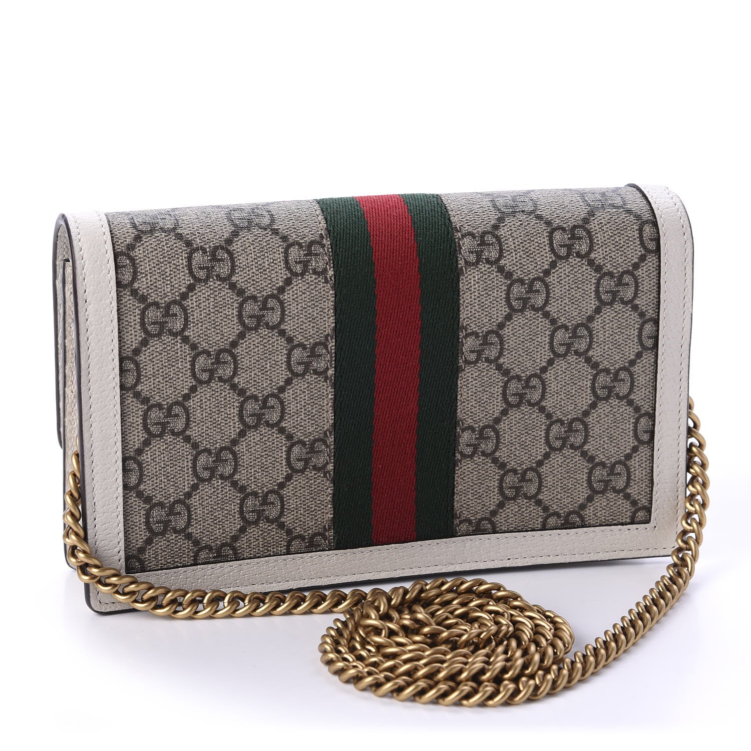 Gucci GG Supreme Monogram Web Queen Margaret Chain Wallet White 3 of 10