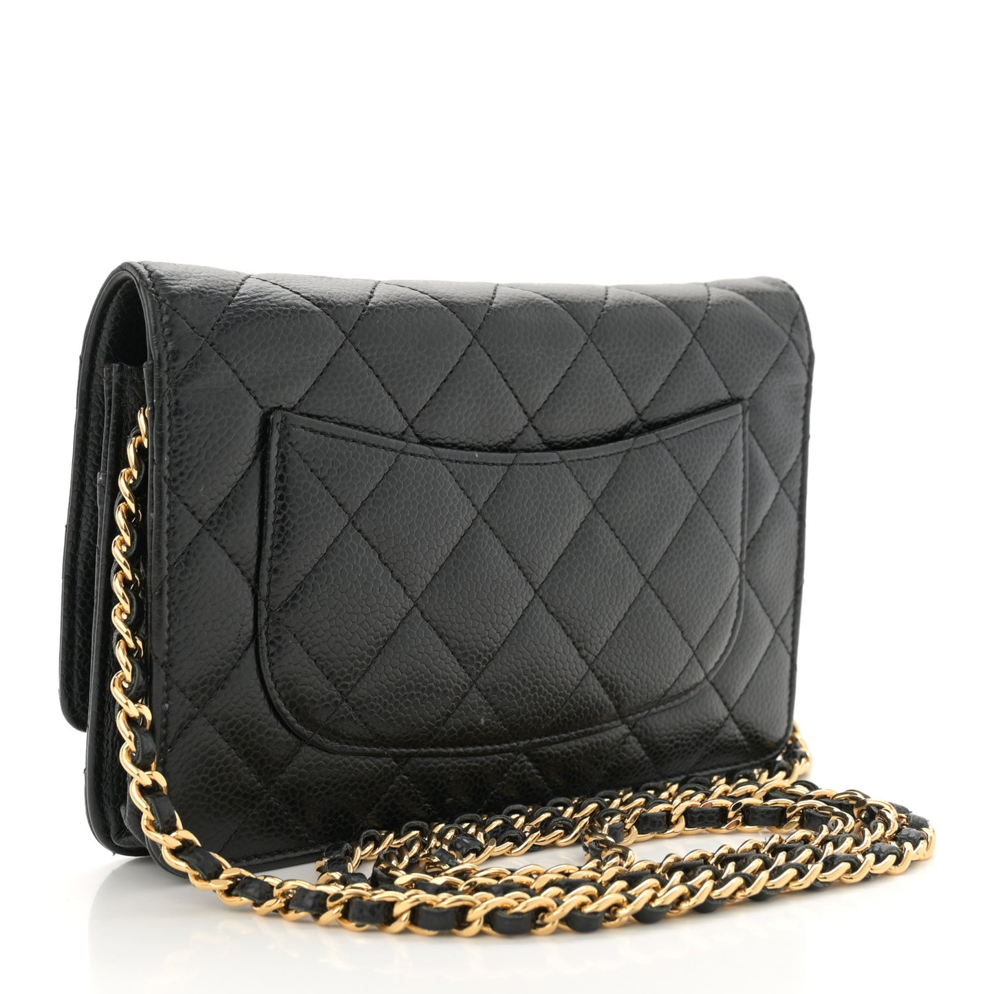 Caviar Quilted Wallet on Chain WOC Black