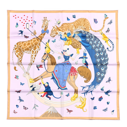 Hermes Silk Story Scarf 90 Rose Nacre Bleu Beige 1 of 6