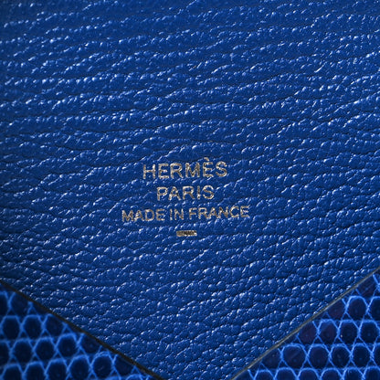 Hermes Lizard Calvi Card Case Bleu Saphir 8 of 11