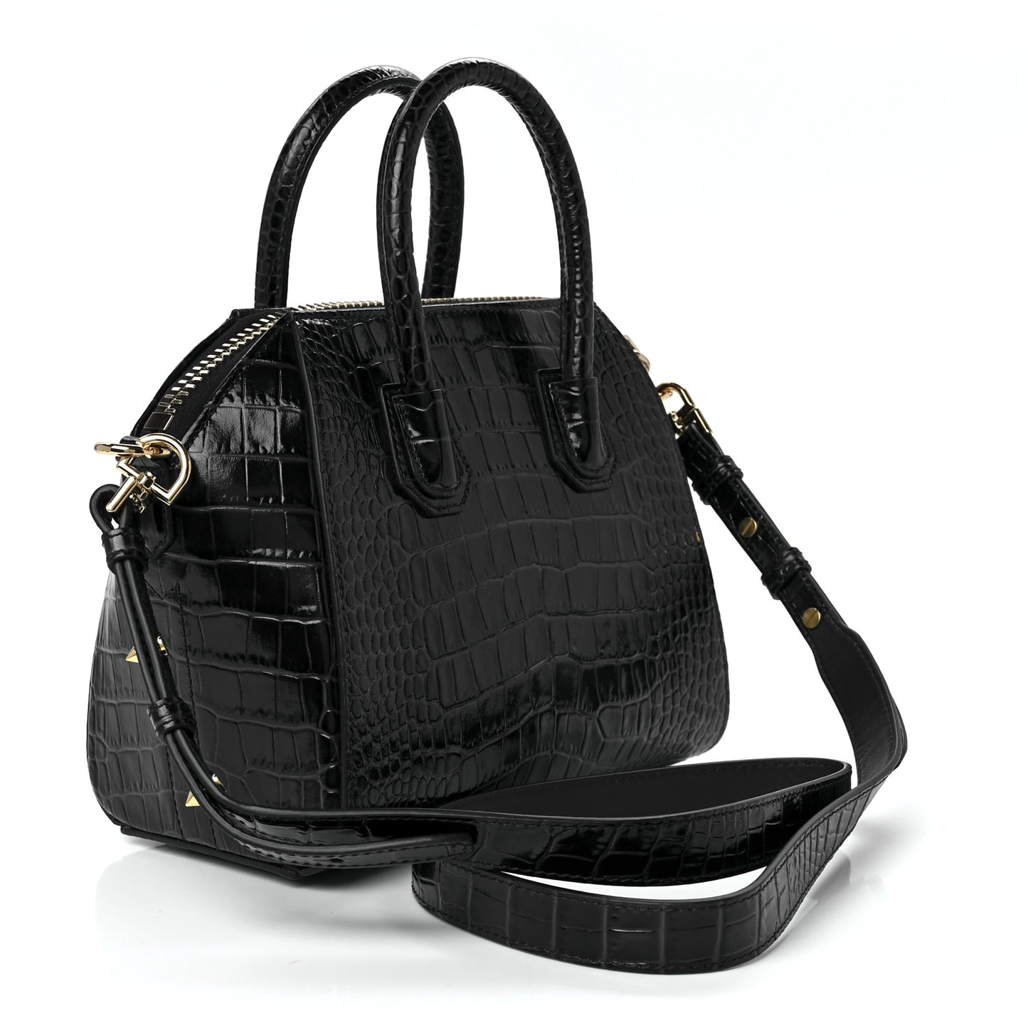 Calfskin Crocodile Embossed Mini Antigona Deep Blue