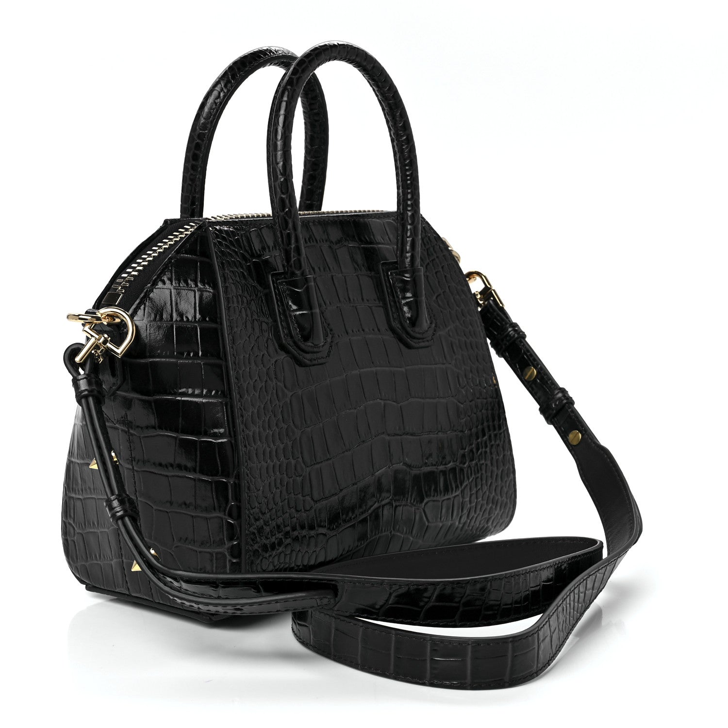 Givenchy Calfskin Crocodile Embossed Mini Antigona Deep Blue 3 of 12