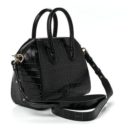 Givenchy Calfskin Crocodile Embossed Mini Antigona Deep Blue 3 of 12