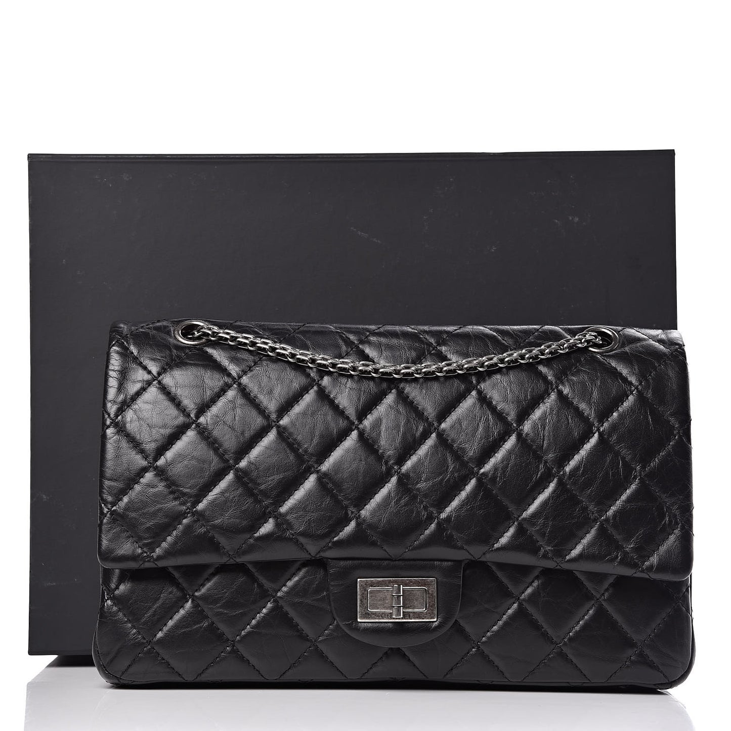 Aged Calfskin Quilted 2.55 Reissue 227 Flap Black