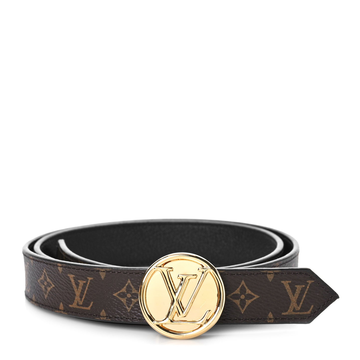 Calfskin Monogram 25mm LV Circle Reversible Belt 80 32 Black
