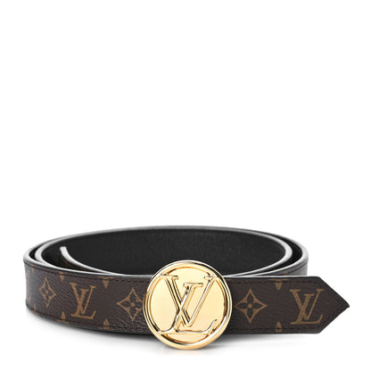 Louis Vuitton Calfskin Monogram 25mm LV Circle Reversible Belt 80 32 Black 1 of 6