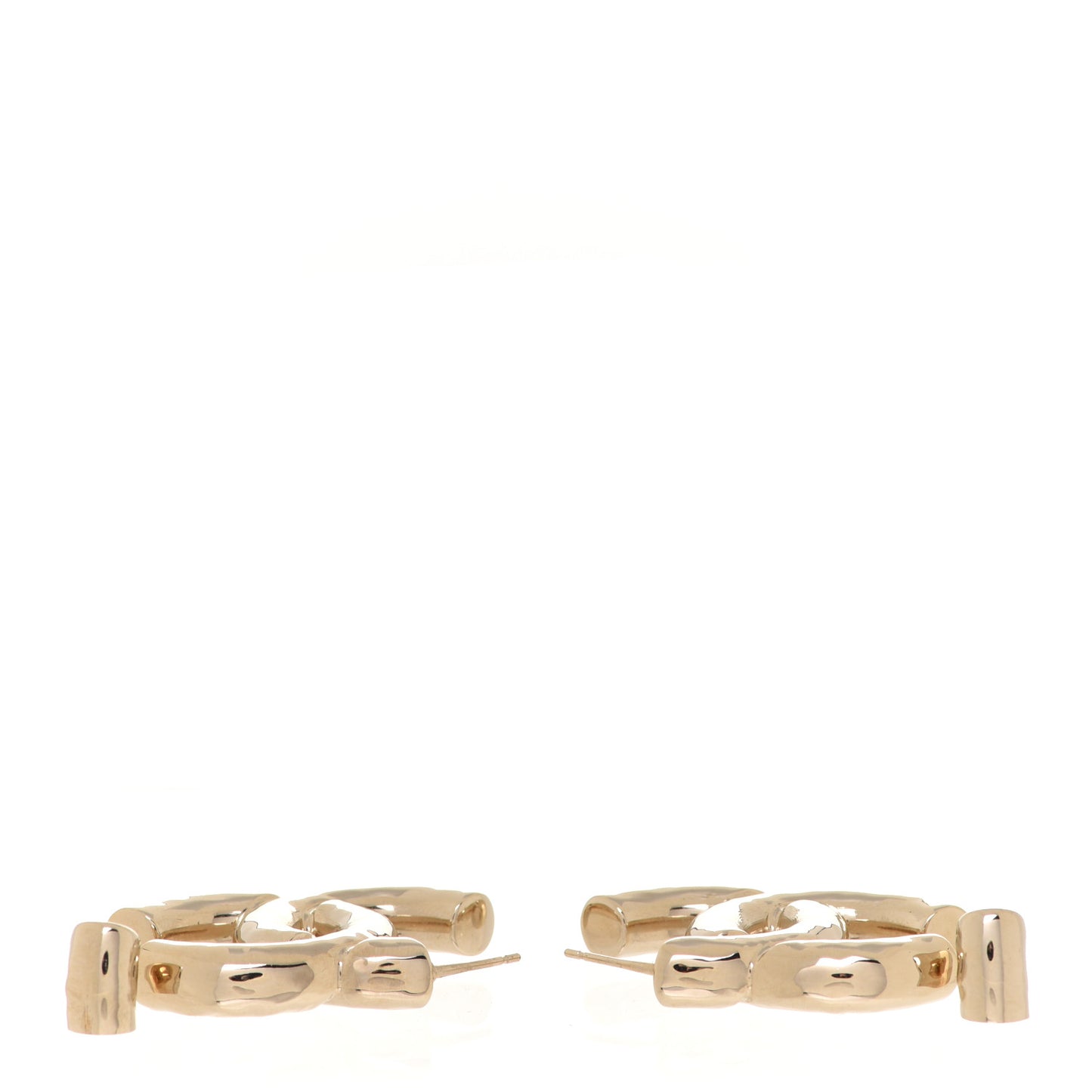 Metal Large CC Earrings Light Gold