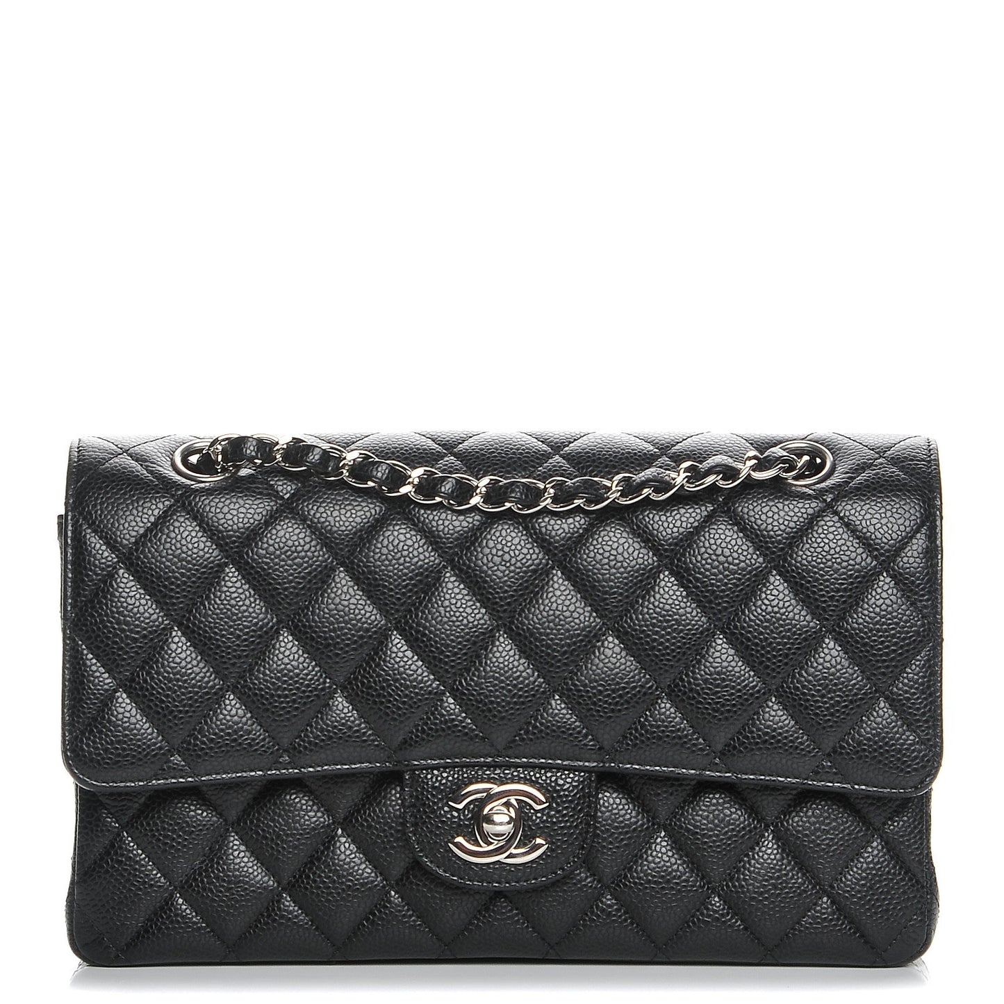 Caviar Quilted Medium Double Flap Black